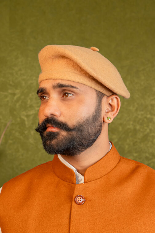 Beret Cap in Cream - Image 2