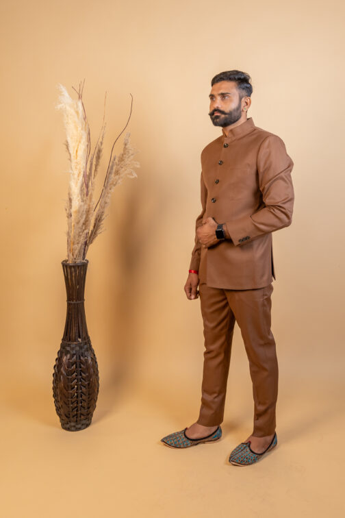Jodhpuri Bandhgala in Brown - Image 2