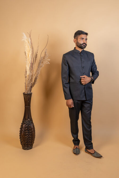 Royal Jodhpuri Bandhgala in Black - Image 2