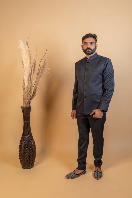 Royal Jodhpuri Bandhgala in Black - Image 3