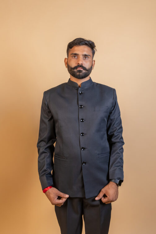 Royal Jodhpuri Bandhgala in Black - Image 4